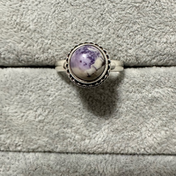 New Sterling Silver Purple Utah Tiffany Stone Sz 8.75 Circle Stone Raised Bezel - Picture 3 of 9